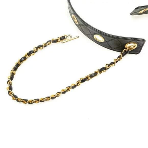Authentic CHANEL vintage black lambskin runway belt 70cm - Picture 6 of 10